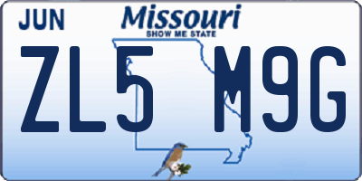 MO license plate ZL5M9G