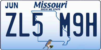 MO license plate ZL5M9H