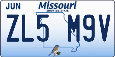 MO license plate ZL5M9V