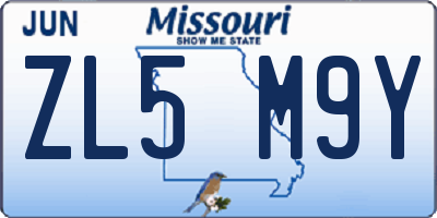 MO license plate ZL5M9Y