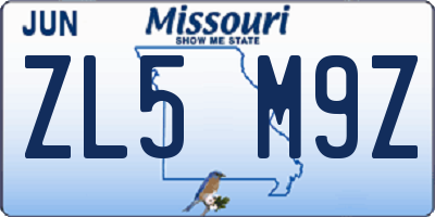 MO license plate ZL5M9Z