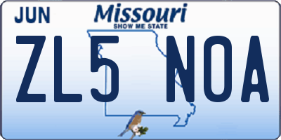 MO license plate ZL5N0A