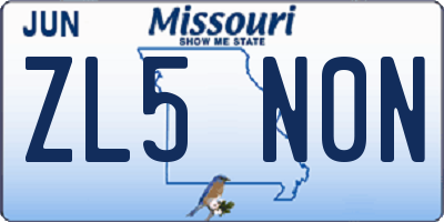 MO license plate ZL5N0N