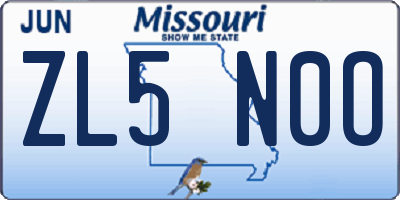 MO license plate ZL5N0O