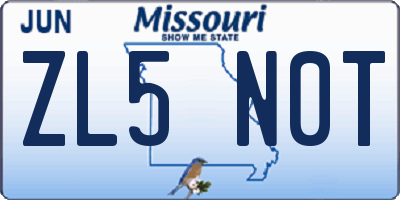 MO license plate ZL5N0T