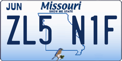 MO license plate ZL5N1F