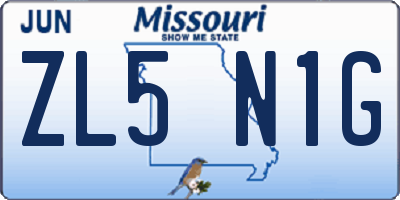 MO license plate ZL5N1G