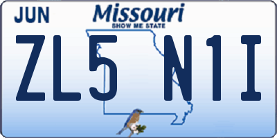 MO license plate ZL5N1I