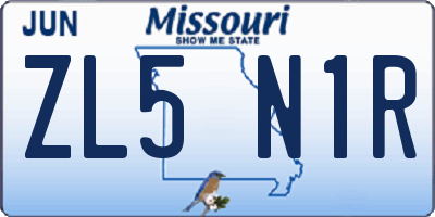 MO license plate ZL5N1R
