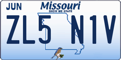 MO license plate ZL5N1V