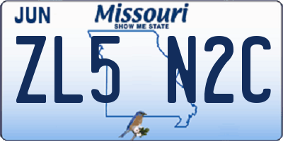 MO license plate ZL5N2C
