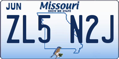 MO license plate ZL5N2J