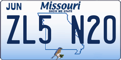 MO license plate ZL5N2O