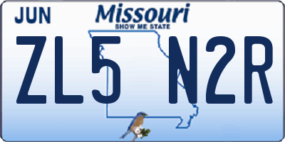 MO license plate ZL5N2R