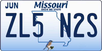 MO license plate ZL5N2S