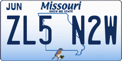 MO license plate ZL5N2W