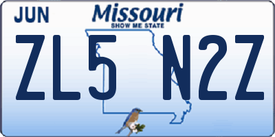 MO license plate ZL5N2Z