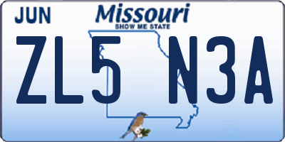 MO license plate ZL5N3A