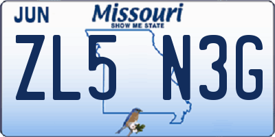 MO license plate ZL5N3G