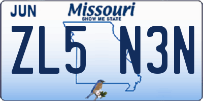 MO license plate ZL5N3N