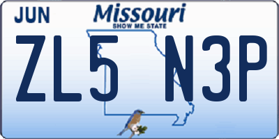 MO license plate ZL5N3P
