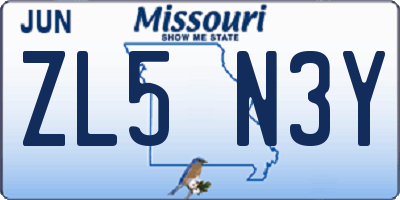 MO license plate ZL5N3Y
