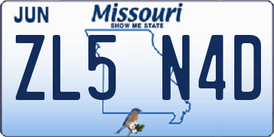 MO license plate ZL5N4D
