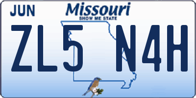MO license plate ZL5N4H