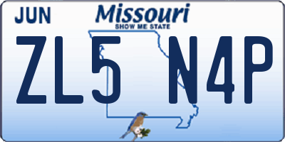 MO license plate ZL5N4P