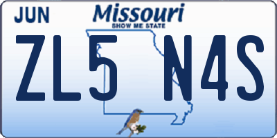 MO license plate ZL5N4S