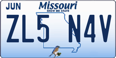 MO license plate ZL5N4V