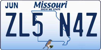 MO license plate ZL5N4Z