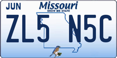 MO license plate ZL5N5C