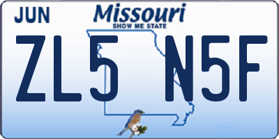 MO license plate ZL5N5F
