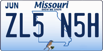 MO license plate ZL5N5H