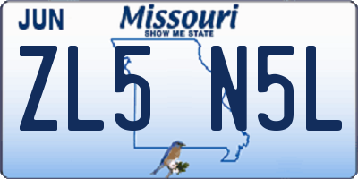 MO license plate ZL5N5L