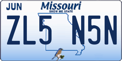 MO license plate ZL5N5N