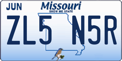 MO license plate ZL5N5R