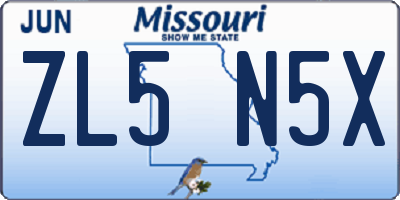 MO license plate ZL5N5X