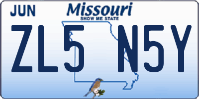 MO license plate ZL5N5Y
