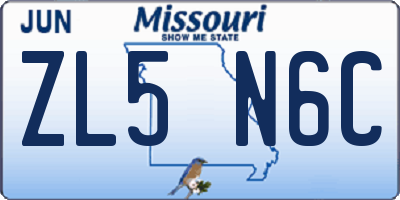 MO license plate ZL5N6C