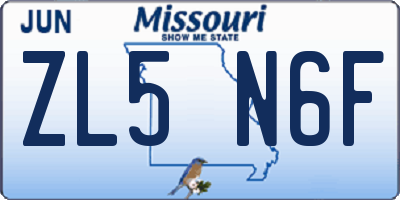 MO license plate ZL5N6F