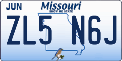 MO license plate ZL5N6J