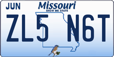 MO license plate ZL5N6T
