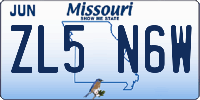 MO license plate ZL5N6W