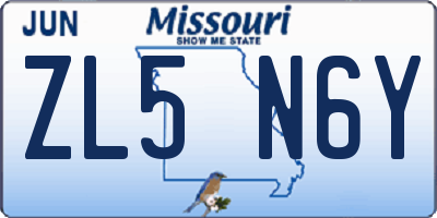 MO license plate ZL5N6Y
