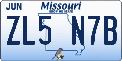 MO license plate ZL5N7B
