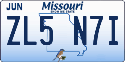 MO license plate ZL5N7I