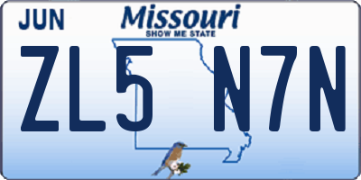 MO license plate ZL5N7N