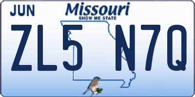 MO license plate ZL5N7Q
